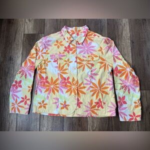 Coldwater Creek Colorful Floral Button-up Jacket